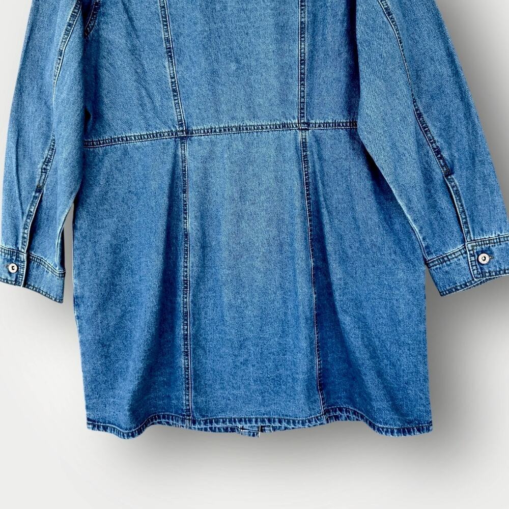 Frye Women Denim Button Up Long Sleeve Shirt Mini Jean Dress XXL Faded Blue Wash - Picture 10 of 13